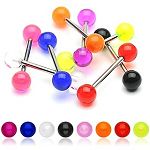 316l stainless steel Tongue Barbells with collection uv balls, straight barbell, tongue rings,body p