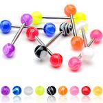 316l stainless steel Tongue Barbells with collection uv balls, straight barbell, tongue rings,body p
