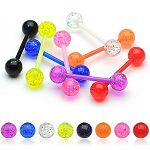 UV acrylic Tongue Barbells with collection uv balls, straight barbell, tongue rings,body piercing je