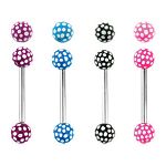 316l stainless steel Tongue Barbells with collection uv balls, straight barbell, tongue rings,body p