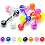 316l stainless steel Tongue Barbells with collection uv balls, straight barbell, tongue rings,body p