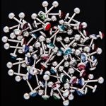 316l stainless steel Tongue Barbells with cz stone, straight barbell, tongue rings,body piercing jew