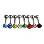 316l stainless steel Tongue Barbells with cz stone, straight barbell, tongue rings,body piercing jew