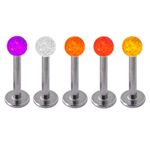 316l stainless steel labret with uv balls,body piercing jewelry,fashion jewelry,lip rings,labret pie