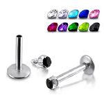 316l stainless steel labret with cz stone,body piercing jewelry,fashion jewelry,lip rings,labret pie