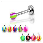 316l stainless steel labret with uv balls,body piercing jewelry,fashion jewelry,lip rings,labret pie