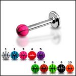 316l stainless steel labret with uv balls,body piercing jewelry,fashion jewelry,lip rings,labret pie