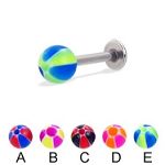 316l stainless steel labret with uv balls,body piercing jewelry,fashion jewelry,lip rings,labret pie