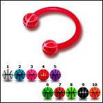 UV acrylic horseshoe circular barbells with balls, body piercing jewelry, CBB piercing, circular bar