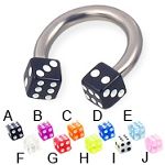 316l surgical steel horseshoe circular barbells with dice, body piercing jewelry, CBB piercing, circ