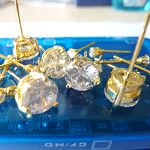 14k gold round cut clear cubic zircon stud earrings,cz stud earrings,earrings,fashion earrings,new f