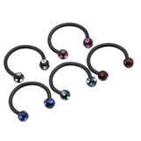 Multi Gem Black Titanium Horseshoe 16g Details