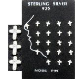 Cross CZ Sterling Silver Nose Studs Details