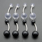 Black & Clear Acrylic Belly Rings Details