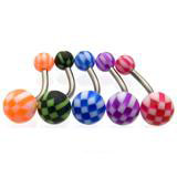 UV Checker Ball Belly Rings Details