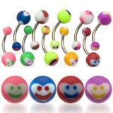 UV Happy Face Belly Rings Details