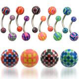 Multi Color Checker Belly Rings Details