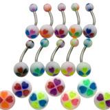 UV Multi Color Hearts Belly Rings Details