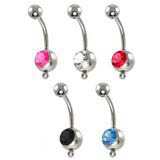Add Charm CZ Belly Ring Details