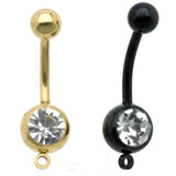 Titanium Add Charm CZ Belly Ring Details