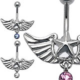 CZ Star Wing Dangle Belly Ring Details