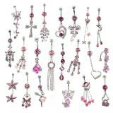 Top Mix Rosy CZ Dangle Belly Rings Details