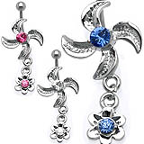 Twin Flower Dangle Belly Ring Details