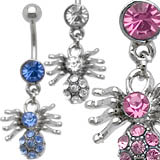 CZ Paved Spider Dangle Belly Ring Details