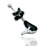 Black Cat Dangle Belly Ring Details