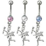 Cupid CZ Dangle Belly Ring Details