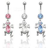 CZ Frog Dangle Belly Ring Details