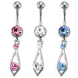 CZ Tie Dangle Belly Ring Details