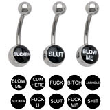 Steel Bad Word Logo Belly Ring Details