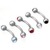 Double Gem Curved Barbell 14g Details