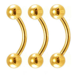 Gold Plated Curve Barbell 14g Details