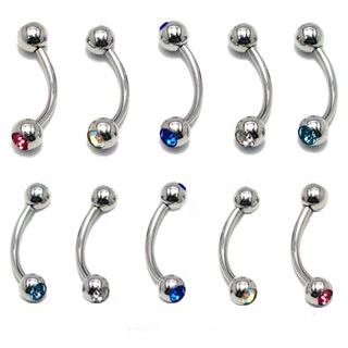 Double Gem Eyebrow Rings Details