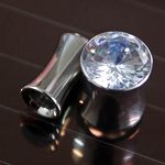 CZ stone 316l stainless steel flesh tunnel, cz jewelry ear plugs Details