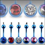 Anodized 316l stainless steel belly rings with cz stone, belly bars,navel ring,belly button rings,bo Details