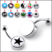 316l stainless steel belly rings with logo pictures, belly bars,navel ring,belly button rings,body p Details