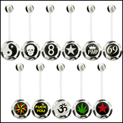 316l stainless steel belly rings with logo pictures, belly bars,navel ring,belly button rings,body p Details