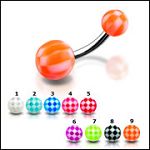 316l stainless steel belly rings with UV balls, belly bars,navel ring,belly button rings,body pierci Details