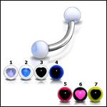 316l stainless steel eyebrow bananna with uv balls,curved barbell,eyebrow rings,barbells Details