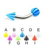 316l stainless steel eyebrow bananna with uv cones,curved barbell,eyebrow rings,barbells Details