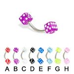316l stainless steel eyebrow bananna with dice,curved barbell,eyebrow rings,barbells Details