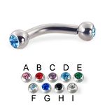 316l stainless steel eyebrow bananna with cz stone jewelry ball,curved barbell,eyebrow rings,barbell Details