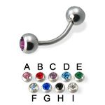 316l stainless steel eyebrow bananna with cz stone jewelry ball,curved barbell,eyebrow rings,barbell Details