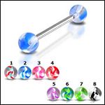 316l stainless steel Tongue Barbells with collection uv balls, straight barbell, tongue rings,body p Details