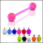 UV acrylic Tongue Barbells with collection uv balls, straight barbell, tongue rings,body piercing je Details