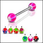 UV acrylic Tongue Barbells with collection uv balls, straight barbell, tongue rings,body piercing je Details