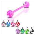 UV acrylic Tongue Barbells with collection uv balls, straight barbell, tongue rings,body piercing je Details